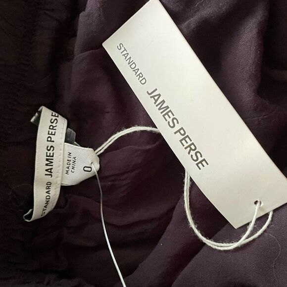 JAMES PERSE High Waisted Elastic Waist Shorts Dark BlackBerry 0 - Picture 3 of 5